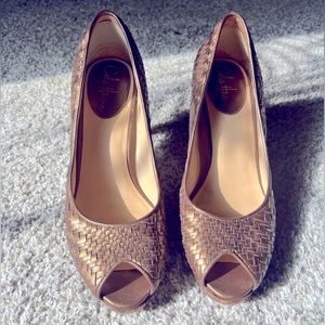 Gold Peep Toe Cole Haan Pumps with Nike Air technology